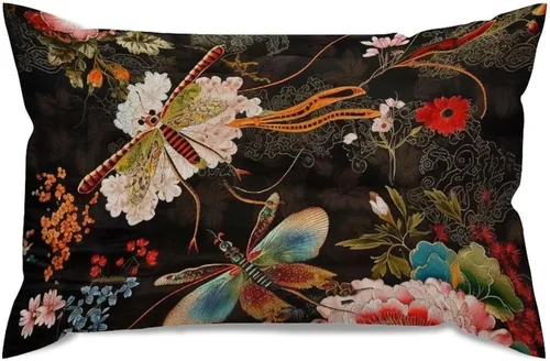Vista 13 de ArogGeld Funda de almohada blanca con flores chinoiserie, funda de almohada para sofá, diseño floral verde y blanco, funda de almohada de lino A-12