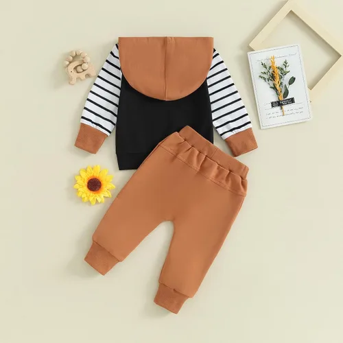 Vista 6 de Hoanselay Conjunto de sudadera de manga larga con capucha y pantalones de otoño e invierno para bebé niño