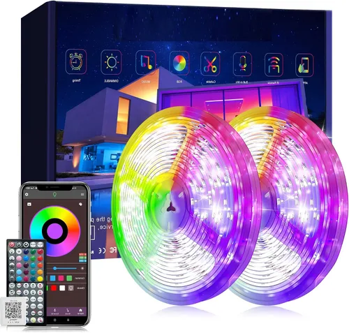 Vista 7 de Ledagic - Luces LED para dormitorio de 50 pies, tira de luces LED que cambian de color con control remoto y aplicación, luces RGB regulables
