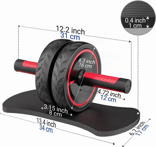 Vista 5 de READAEER Rueda de rodillo abdominal, equipo de entrenamiento resistente para gimnasio en casa, mango de metal profesional con superficie de goma