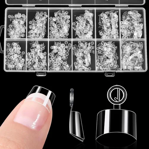 Vista 11 de Puntas de uñas cortas de almendra, puntas de uñas de gel suave