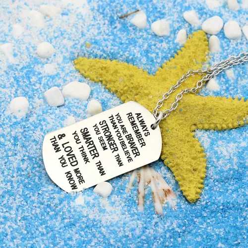 Vista 5 de lauhonmin Collar con colgante Always Remember You Are BraverStrongerSmarter Than You Think - Collar con colgante unisex para amigos de la familia