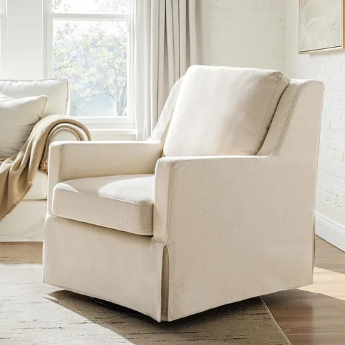 Vista 7 de HULALA HOME Silla mecedora giratoria, silla mecedora giratoria de granja con funda lavable, sillón tapizado de tela con cojines rellenos de plumón