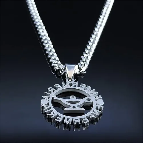 Vista 3 de Fashion Necklace 2022 Stainless Steel ENFERMERIA Balance Chain Necklaces WomenMen Silver Color Allah's Lamp Necklaces Jewelry Necklace