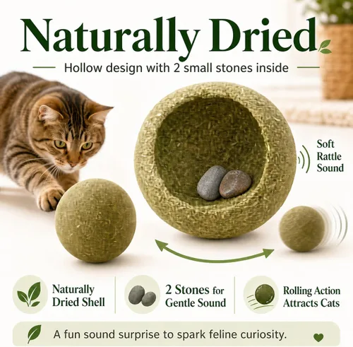 Vista 3 de Pelota enorme de hierba gatera de 3.94 pulgadas para gatos – Juguetes grandes para gatos de interior – Pelotas gigantes para pezones de gato grandes