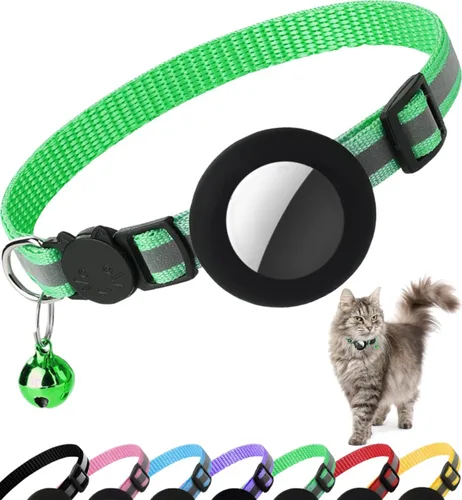 Vista 14 de Collar de Gato Airtag Separable, Collar Reflectante para Gatito con Soporte para Apple Air Tag y Campana para Gatos Niña y Niño, 0.4 Pulgadas