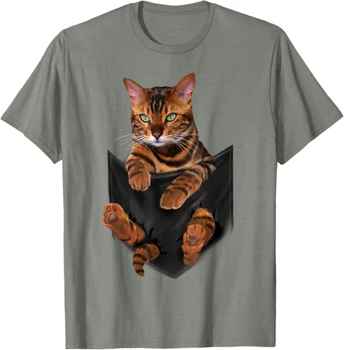 Vista 66 de Camiseta de bolsillo con estampado de tigre y gato Negro