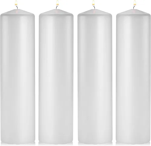 Vista 9 de Hyoola Velas de pilar blancas de 2 x 8 pulgadas, paquete de 4 velas de pilar sin perfume, hechas en Europa
