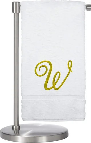 Vista 46 de Script R - Toalla de baño con monograma, regalo personalizado, 27 x 54 pulgadas, juego de 1 toalla bordada con texto dorado, 100% algodón turco Navy