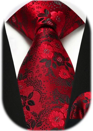 Vista 186 de Corbatas florales tejidas clásicas para hombre, corbata cuadrada de bolsillo, corbatas formales para hombres, boda con pañuelo