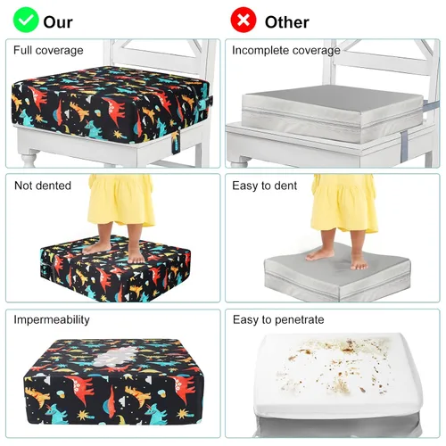Vista 6 de Asiento elevador para niños pequeños para silla de cocina, mesa de comedor, lavable, grueso, resistente, silla elevadora portátil para niños