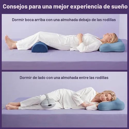 Vista 9 de ZZ-WELL Almohada cervical patentada para dormir de lado, con funda de enfriamiento, almohada cervical patentada de espuma viscoelástica de alta Azul