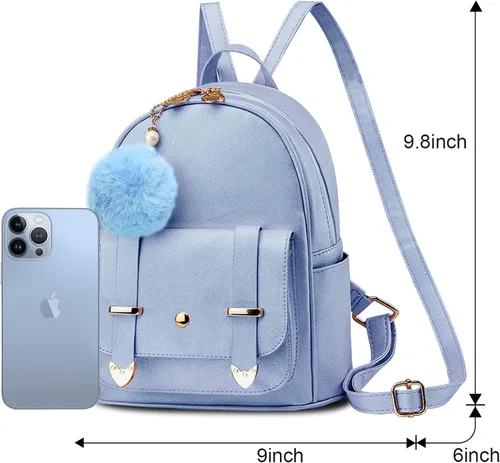 Vista 2 de Linda mochila pequeña para niñas, bolsas escolares de moda de piel sintética, mochila casual para adolescentes y mujeres, Lindo