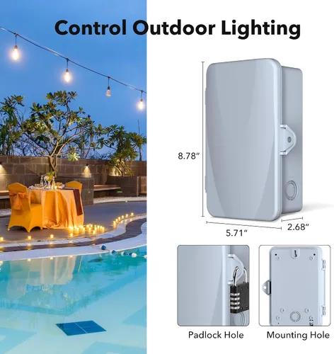 Vista 3 de BN-LINK Temporizador de bomba de piscina, caja de temporizador digital para exteriores, resistente programable de 7 días, 2 HP 40 A máximo, 120