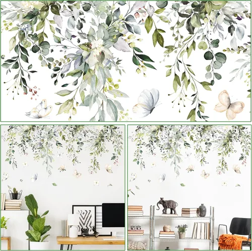 Vista 3 de Amaonm - Calcomanías de pared creativas extraíbles para colgar hojas verdes y vides, calcomanías de pared 3D para el hogar, esquina de pared