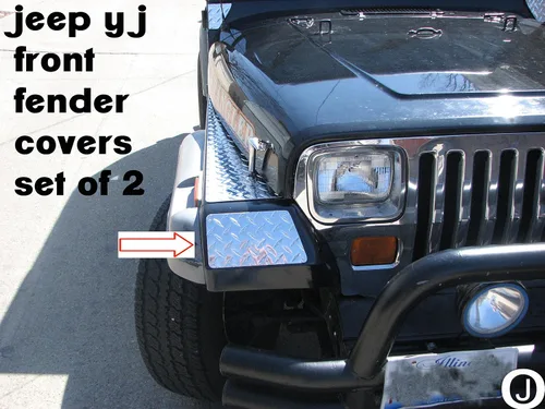 Vista 2 de Se adapta a la cubierta del guardabarros delantero con placa de diamante Jeeep YJ