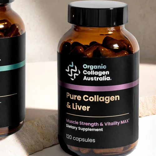 Vista 6 de Organic Collagen Australia Cápsulas de colágeno puro y hígado, fuerza muscular y vitalidad con colágeno hidrolizado, hígado alimentado con pasto