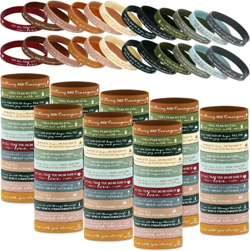 Vista 15 de 120 pulseras cristianas de silicona a granel, 12 estilos Colores brillantes