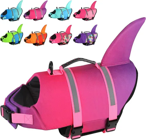 Vista 16 de Doglay Chaleco salvavidas para perro, chaleco salvavidas de tiburón Camuflaje azul-tiburón