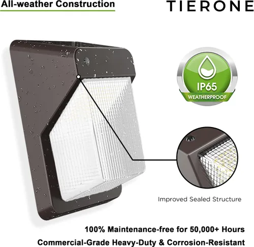 Vista 5 de TIERONE Luz LED de Pared con Fotocélula del Atardecer al Amanecer Iluminación de Seguridad para Montaje en Pared al Aire Libre 28W 3000LM 4000K Luz
