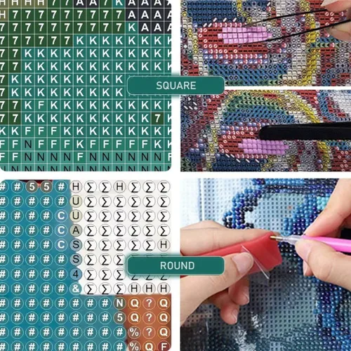 Vista 4 de Arte de diamantes de bosque de Egipto, kits de pintura de diamante DIY por números kit para adultos, accesorios de pintura de diamante completo, 5d