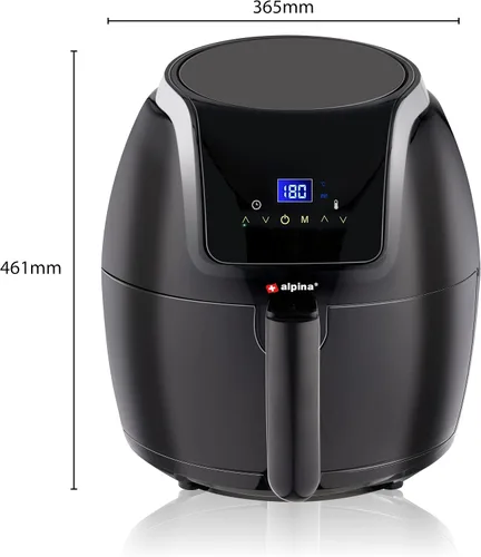 Vista 2 de alpina Air Fryer Oil Free Deep Fryer 5 Litre Electric Deep Fryer with Non-Stick Coating Digital Touch Screen 7-8 People