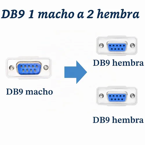 Vista 2 de Cable divisor DB9 Y de 11.8 in DB9 9 Pin 1 macho a 2 hembra Rs232 Serial Splitter Adapter Straight Through Cable YOUCHENG para conectar varios