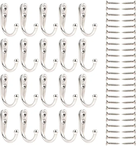Vista 8 de eBoot - Gancho de pared para bata, Colgador para una sola ropa - 20 unidades y 50 tornillos (Bronce), Negro