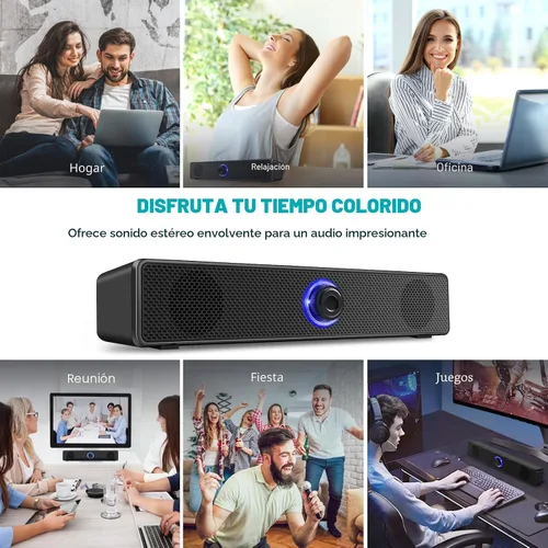 Vista 8 de Altavoces para Computadora, Altavoces de PC Alimentados por USB, Altavoces Estéreo de Escritorio con Cable con Enchufe de Audio de 3.5mm