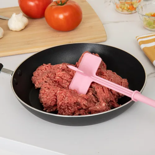 Vista 6 de Mind Reader Espátula picadora de carne, herramienta de cocina resistente al calor para mezclar, cortar, machacar, picar carne molida, aguacate