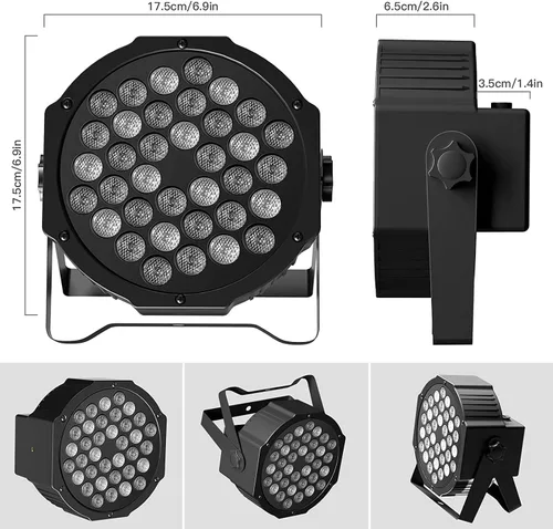 Vista 8 de HOLDLAMP Luces Par recargables de 36 W RGB alimentadas por batería, luces LED inalámbricas para DJ, activadas por sonido y control remoto para 1