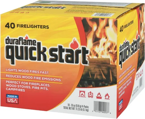 Vista 3 de Duraflame Quick Start Firelighters – 40 Count Case Instant, Clean & Reliable Fire Starting for Fireplaces, Grills, Fire Pits & Camping Adventures