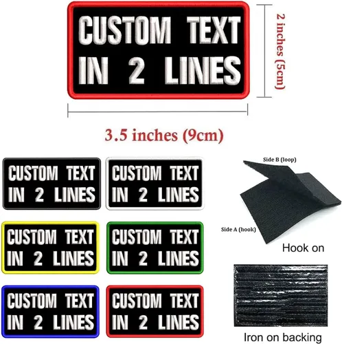 Vista 2 de kamao Parches con nombre bordado personalizados de 3.5 pulgadas de ancho x 2 pulgadas de alto, 2 unidades de etiqueta militar personalizada