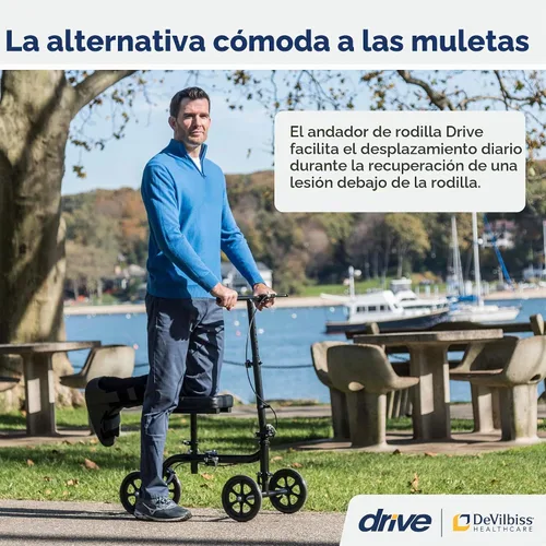 Vista 2 de Drive Medical Patinete de rodilla plegable orientable y patín de pierna, negro