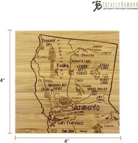 Vista 7 de Totally Bamboo California State Puzzle - Juego de posavasos de bambú de 4 piezas con estuche