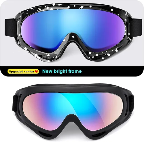 Vista 2 de Braylin Paquete de 2 gafas de esquí de nieve, gafas de snowboard para hombres, mujeres, jóvenes, niños, niños o niñas, gafas de moto de nieve