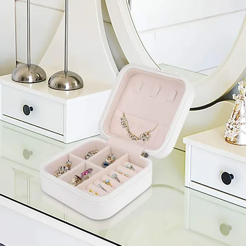 Vista 5 de Estuche organizador de joyas de viaje bolsa de almacenamiento de joyas para mujer collar aretes anillos pulsera regalos para mamá novia piña