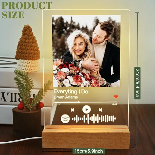 Vista 2 de Placa personalizada de Spotify, regalos personalizados para él, ella, parejas y bodas, perfecta para cumpleaños, San Valentín, Navidad