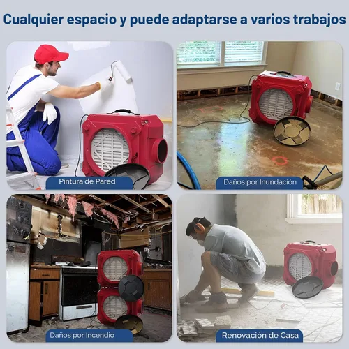 Vista 9 de ALORAIR Limpiador de aire con filtración de 3 etapas, máquina de aire negativo apilable para uso industrial y comercial, limpiador de aire
