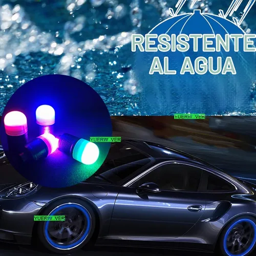 Vista 6 de Paquete de 4/8 luces LED para rueda de bicicleta, tapones para válvulas de neumáticos de automóvil, tapas de vástagos de bicicleta, motocicleta