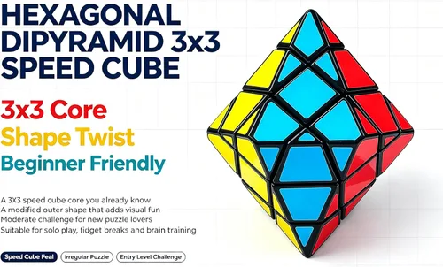 Vista 2 de UMESCENE - Cubo hexagonal de dipirámide de 3 x 3 velocidades, cubo mágico de 3 x 3, rompecabezas de doble cono