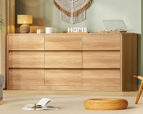 Vista 11 de TEENFON 55" Dresser for Bedroom with 6 Drawers, Black Dresser with Metal Slide, Bedroom Dressers, Wood Dressers & Chests of Drawers for Bedroom