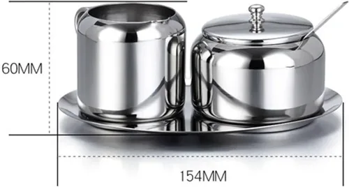 Vista 5 de Cuisinox Juego de crema y azúcar de acero inoxidable, 5 piezas