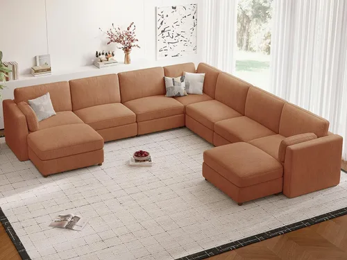 Vista 33 de CUGOAO Sofá biplaza extragrande de 83.5 pulgadas, sofás para sala de estar, sofá nube de felpilla de asiento profundo, sofá modular seccional, funda