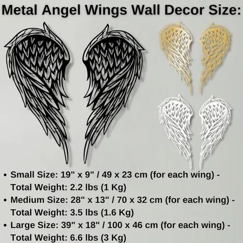 Vista 4 de Arte de pared de metal, alas de ángel de metal, decoración de pared de alas de ángel, arte de pared de alas de ángel de metal, aniversario - regalos