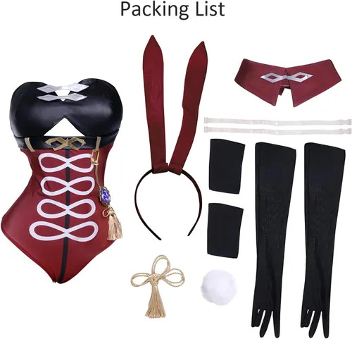 Vista 4 de Traje de conejo para mujer, disfraz de conejo para cosplay de Genshin Impact Bunny