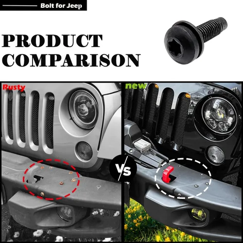 Vista 3 de Tornillos para Jeep Wrangler JK, pernos M8 aplicados al marco del parabrisas, barra antivuelco, portón trasero, bisagras duras de puerta, soportes