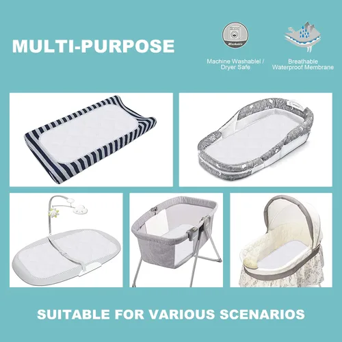 Vista 5 de Sunny zzzZZ Paquete de 6 Forros Impermeables para Cambiador de Bebé - Acolchados Más Gruesos Ultra Suaves Forros para Cubierta de Mesa de Cambio