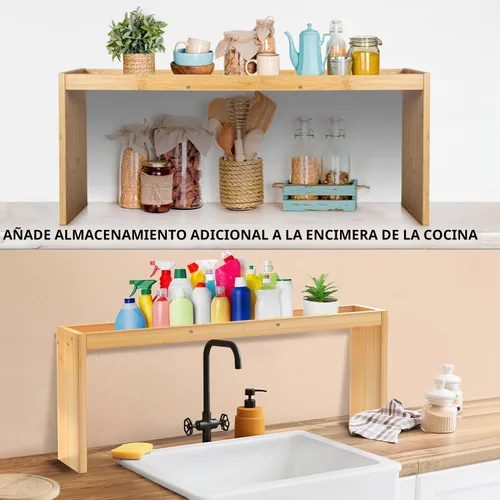 Vista 6 de Estante de especias para cocina, organizador de especias sobre la estufa
