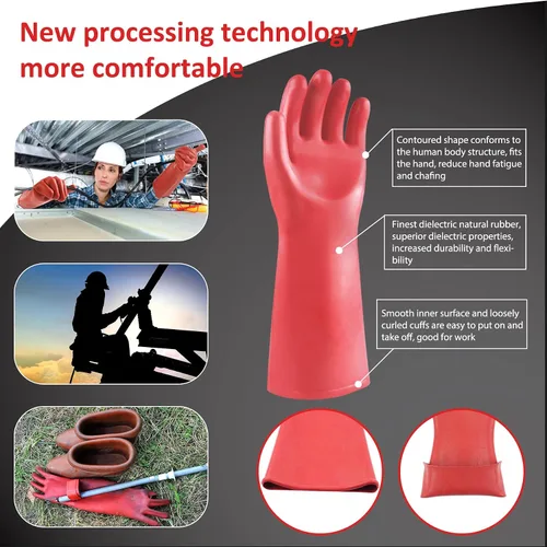 Vista 5 de 2 guantes aislantes para trabajo eléctrico de alto voltaje, guantes protectores cómodos para trabajar al aire libre e interior, ropa aislante